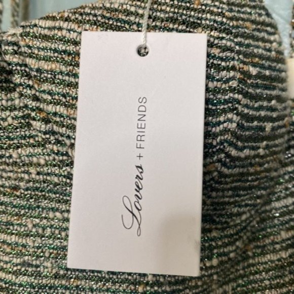 NWT Lovers + Friends Aubrey Metallic Tweed Ruffle Hem Mini Dress - Picture 5 of 7